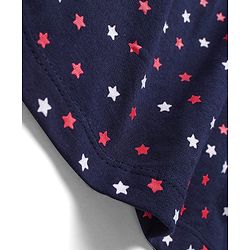 Babyhug Single Jersey Knit Half Sleeves Frock With Star Print- Navy Blue