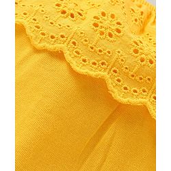 Babyhug Cotton Knit Sleeveless Schiffli Top With Frill Detailing - Mustard