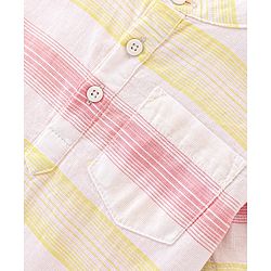 Babyhug 100% Cotton Woven Half Sleeves Mandarin Collar Striped Shirts - Multicolour