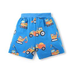 Babyhug Cotton Knit Half Sleeves Night Suit With Vehicle Print - Blue