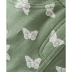 Babyhug Cotton Looper Full Length Jeggings Butterfly Print - Green