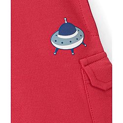 Babyhug Cotton Looper Knit Mid Thigh Shorts Text Print - Red