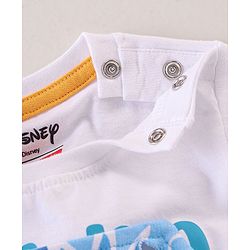 Babyhug Disney 100% Cotton Knit Single Jersey Dungaree & Half Sleeves T-Shirt With Lion King Print - White & Blue