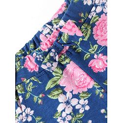 Babyhug Single Jersey Knit Mid Thigh Floral Printed Shorts - Navy Blue
