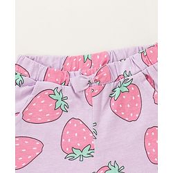 Babyhug Cotton Knit Sleeveless Night Suit With Strawberry Print - Purple