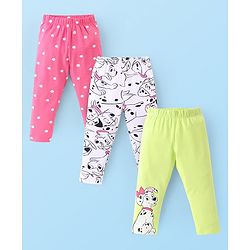 Babyhug Disney Cotton Lycra Knit Full Length Leggings With 101 Dalmatians Print Pack of 3- Multicolor