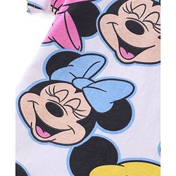 Babyhug Disney Cotton Knit Half Sleeves Frill Detailing T-Shirt Minnie Mouse Print & Shorts - White & Pink