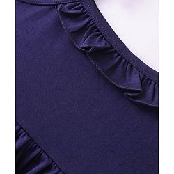 Babyhug 100% Cotton Single Jersey Knit Sleeveless Singlet Frock With Bloomer Solid Colour - Navy Blue