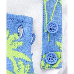 Babyhug 100% Cotton Knit Dungaree & Half Sleeves T-Shirt Set With Text & Tropical Print - Blue & White