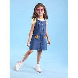 Babyhug Single Jersey knit Half Sleeves T-Shirt & Frock Floral Print - Blue