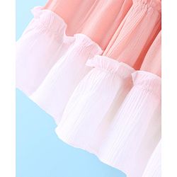 Babyhug Rayon Woven Frill Sleeves Smocking Detailing Colour Block Tiered Frock - Multicolour
