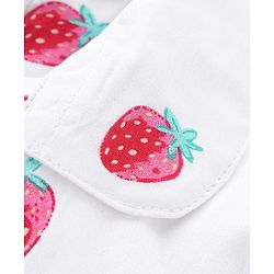 Babyhug Poplin Woven Half Sleeves Night Suit Strawberry Print - White