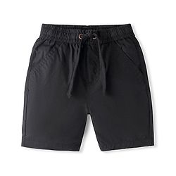 Babyhug Cotton Woven Above Knee Length Bermuda With Solid Colour - Black