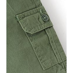 Babyhug Cotton Spandex Twill Above Knee Length Solid Color Bermuda - Olive