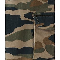 Babyhug Cotton Lycra Woven Full Length Camouflage Printed Stretchable Jogger - Olive Green