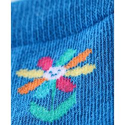 Cute Walk By Babyhug Non Terry Knit Anti-Bacterial Ankle Length Socks Floral Design Pack Of 3 - Blue Pink & Yellow