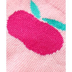 Cute Walk By Babyhug Non Terry Knit Anti-Bacterial Ankle Length Socks Stripes & Apple Design Pack Of 3 - Pink & White
