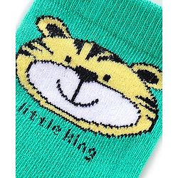 Cute Walk by Babyhug Anti Bacterial Ankle Length Socks Tiger Design Pack Of 3 - Green