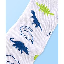 Cute Walk by Babyhug Anti Bacterial Ankle Length Socks Striped & Dino Design Pack of 3 - Multicolour