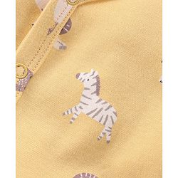 Babyhug 100% Cotton Knit Half Sleeves T-Shirt & Shorts With Animals Print - Yellow