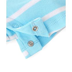 Babyhug 100% Cotton Knit Half Sleeves Romper with Bear Print - Blue