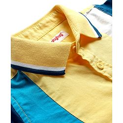 Babyhug Cotton Woven Half Sleeves Shirt Text Print - Yellow & Blue