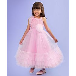 Babyhug Woven Sleeveless Fit and Flare Ruffled Party Dress with Sequin ...