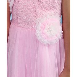 Babyhug Woven Sleeveless Fit and Flare Ruffled Party Dress with Sequin & Glitter Detailing- -Light Pink