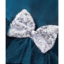 Babyhug Sleeveless Party Wear Fit and Flare Frock with Bow - Green
