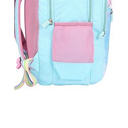 Babyhug Unicorn Print School Backpack|2 Main Compartments, 2 Front Pockets, 2 side Bottle Pockets|Water Resistant|Long lasting and Durable Zippers | Comfortable back cushioning | For School, Travel and Outdoors|Blue- 15inches
