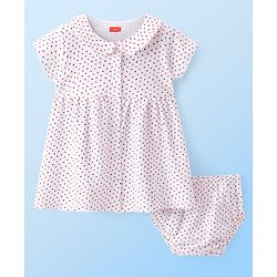 Babyhug Cotton Woven Frock & Half Sleeves Inner Tee With Floral Print & Embroidery - Black & Pink main image 1