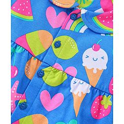 Babyhug Cotton Half Sleeves Night Suit Heart & Fruits Print - Blue