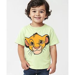 Babyhug Disney Cotton Half Sleeve T-Shirt With Simba Graphics - Green