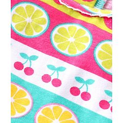 Babyhug Cotton Knit Single Jersey Frill Sleeves Night Suit With Fruits Theme Print - Multicolour