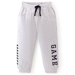 Babyhug Cotton Looper Knit Full Length Lounge Pant Text Print - Grey