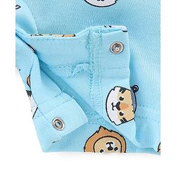Babyhug 100% Cotton Half Sleeves Romper With Animals Print & Striped Pack Of 2 - Blue & Yellow