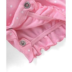 Babyhug 100% Cotton Knit Sleeveless Romper with Polka Dot & Strawberry Print - Pink