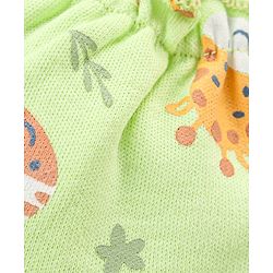 Babyhug 100% Cotton Knit Animal Print Mittens and Booties - Green