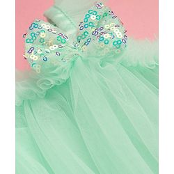 Babyhug Sleeveless Party Frock with Bow Applique - Mint
