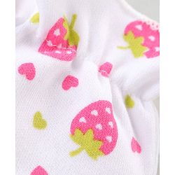 Babyhug 100% Cotton Mittens & Booties Set with Strawberry Print - White