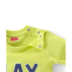 Babyhug Single Jersey Knit Half Sleeves Night Suit Text Print - Green & Navy Blue