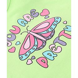 Babyhug Single Jersey Knit Half Sleeves Night Suit with Text & Heart Print - Green & Pink