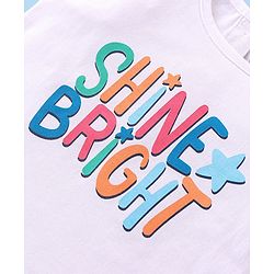 Babyhug Single Jersey Knit Half Sleeves Nightsuit with Text & Star Print - White & Orange