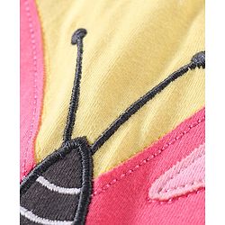 Babyhug Single Jersey Knit Frill Sleeves Top & Denim Shorts Set with Butterfly Patch - Yellow
