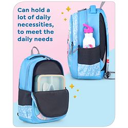 Babyhug Disney Frozen Elsa School Backpack|2 Main Compartments, 1 Front Pocket, 2 side Bottle Pockets|Water Resistant|Long lasting and Durable Zippers | Comfortable back cushioning | For School, Travel and Outdoors|Blue- 15 inches