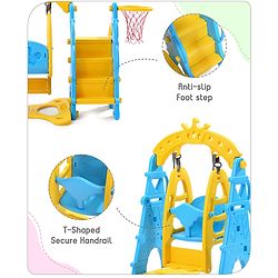 Babyhug 3 in 1 Swing and Slide with Basket Ball Hoop - Blue & Yellow