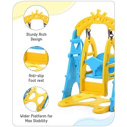 Babyhug 3 in 1 Swing and Slide with Basket Ball Hoop - Blue & Yellow