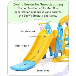 Babyhug 3 in 1 Swing and Slide with Basket Ball Hoop - Blue & Yellow