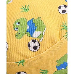 Babyhug Cotton Woven Two Layer Bucket Hat Dino Print - Yellow