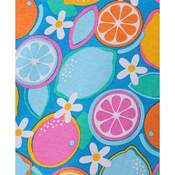 Babyhug Single Jersey Knit Frill Sleeves Nighty Floral & Orange Print - Blue